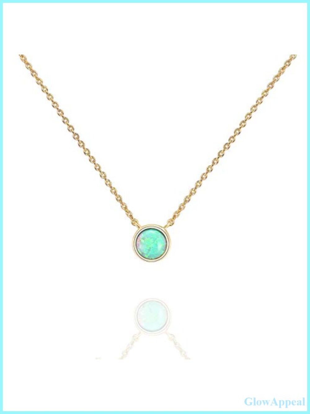 14K Gold Plated Opal Pendant Necklace Dainty Layering